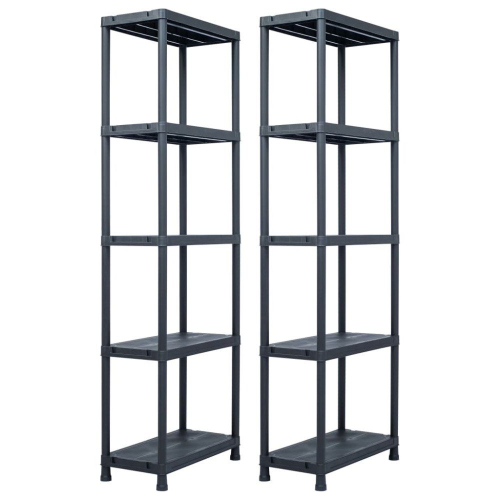 vidaXL Förvaringshyllor 2 st svart 125 kg 60x30x180 cm plast