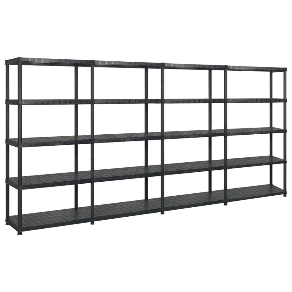 vidaXL Förvaringshylla 5 hyllor svart 366x45,7x185 cm plast