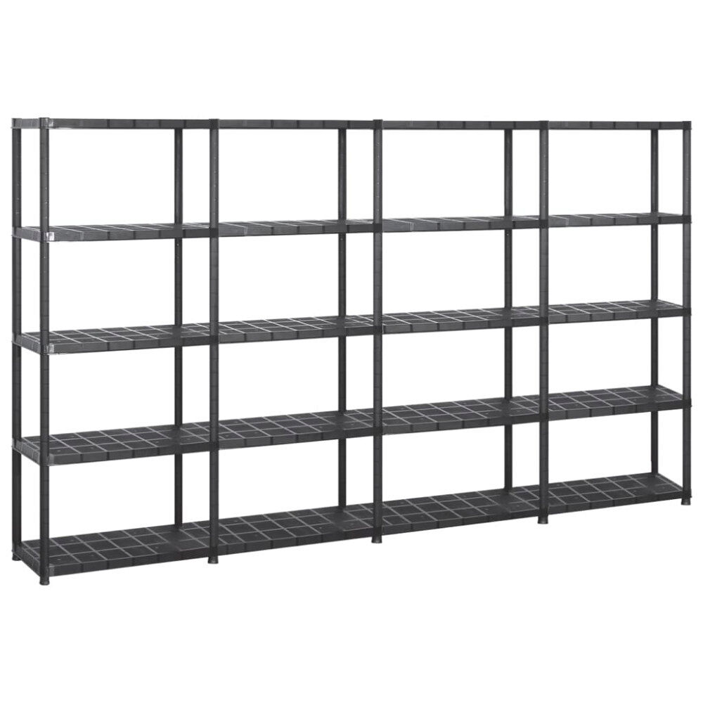vidaXL Förvaringshylla 5 hyllor svart 284x38x170 cm plast