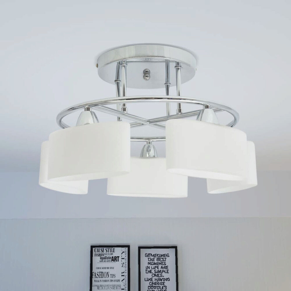vidaXL Taklampa med ovala glasskärmar för 5 E14-lampor 200 W
