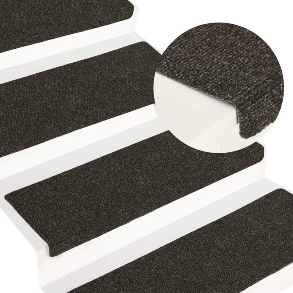 vidaXL Trappmattor självhäftande 15 st 65x21x4 cm antracit rektangulär kant
