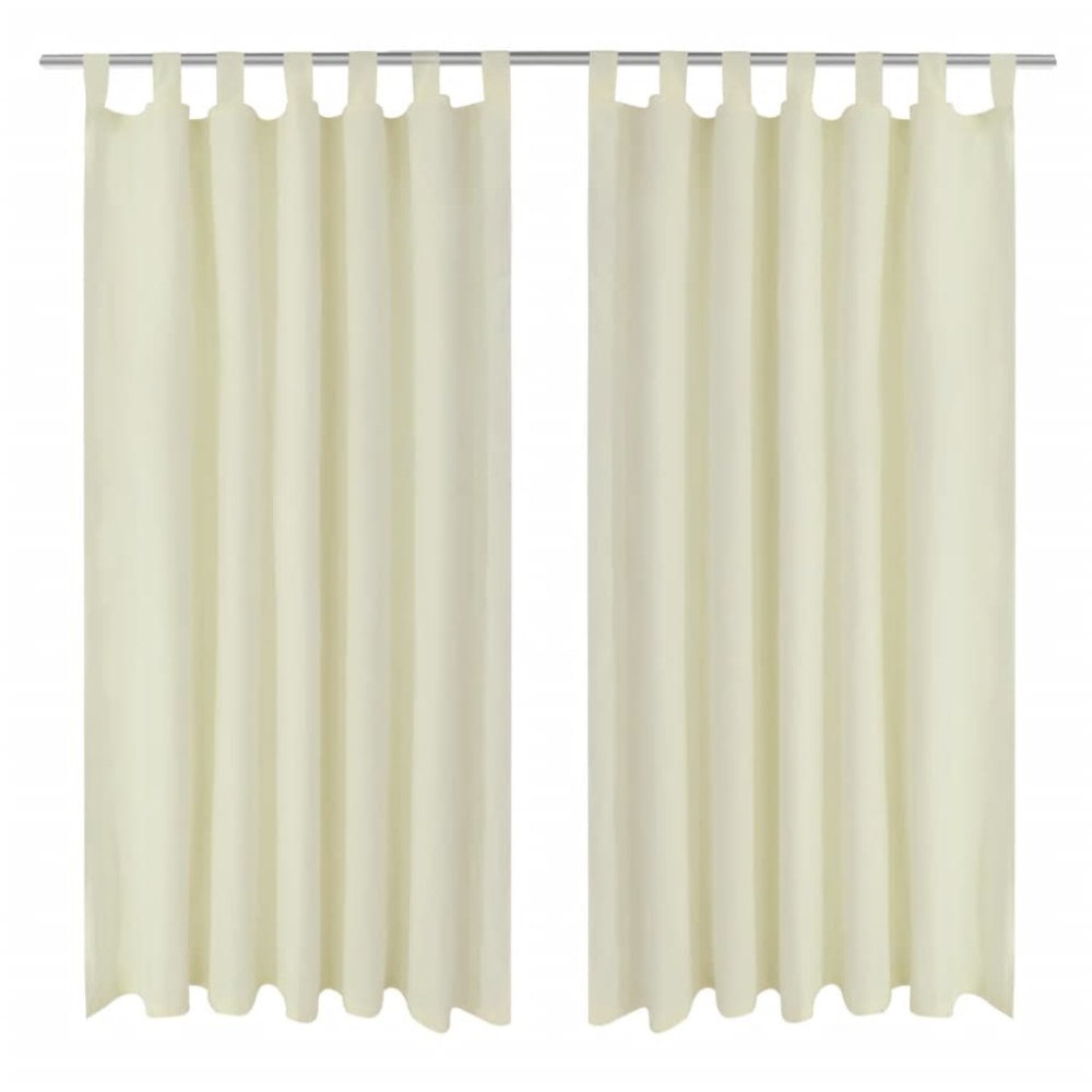 vidaXL 2-pack gardiner med öglor i gräddvit microsatin 140 x 245 cm