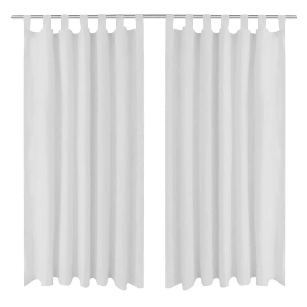 vidaXL 2-pack gardiner med öglor i vit microsatin 140 x 175 cm