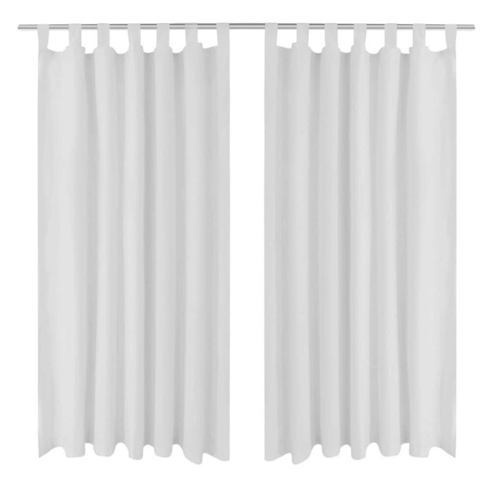 vidaXL 2-pack gardiner med öglor i vit microsatin 140 x 245 cm