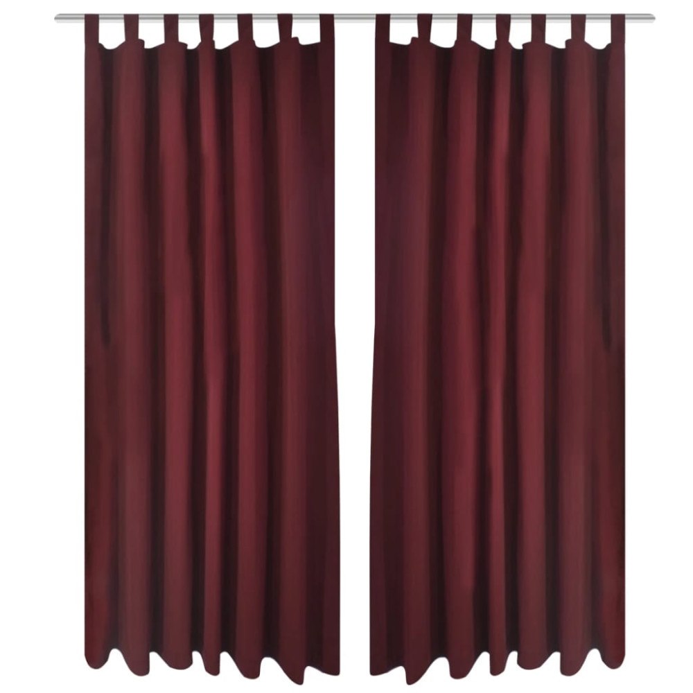vidaXL 2-pack gardiner med öglor i vinröd microsatin 140 x 245 cm