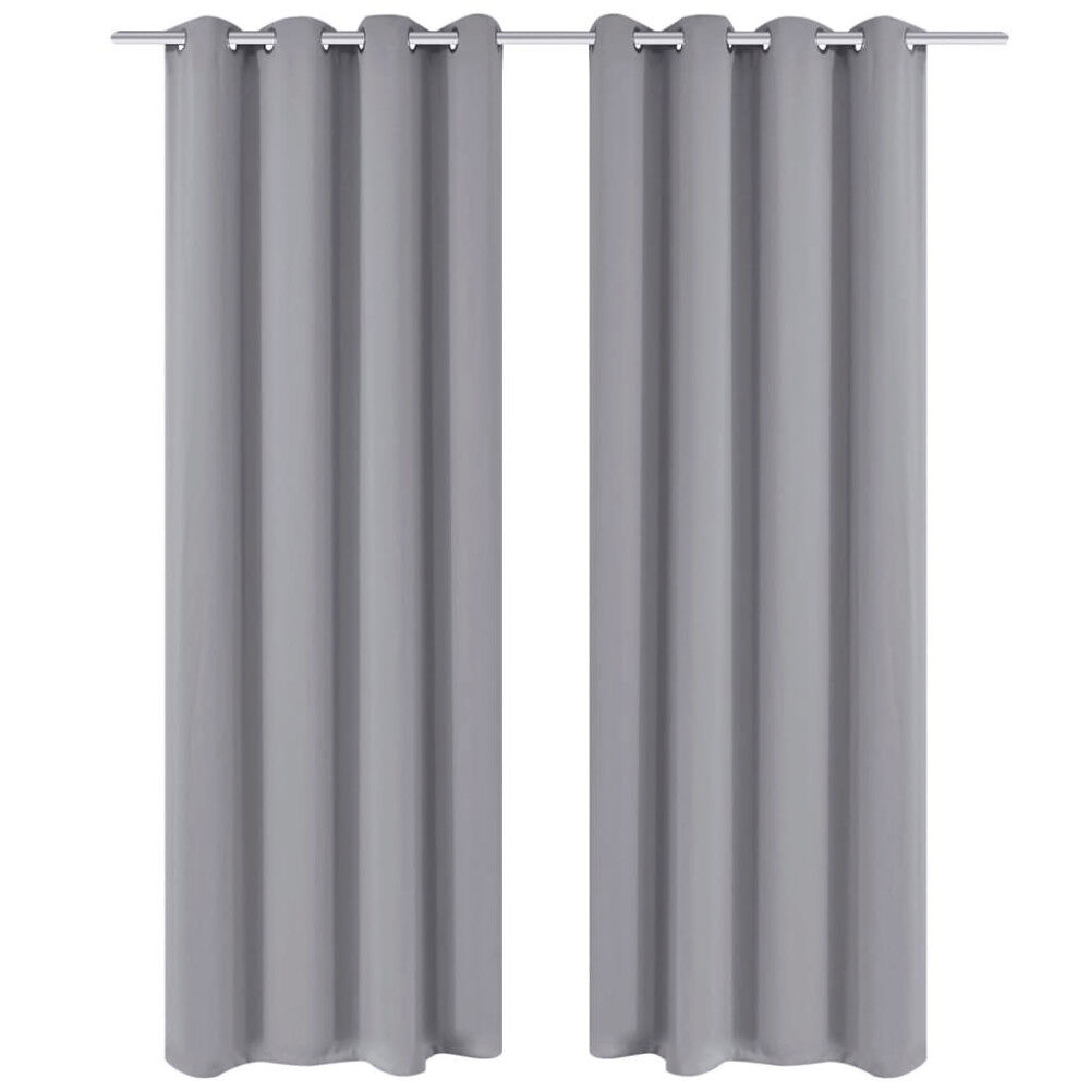 vidaXL Mörkläggningsgardiner med metallringar 2 st 135 x 245 cm grå