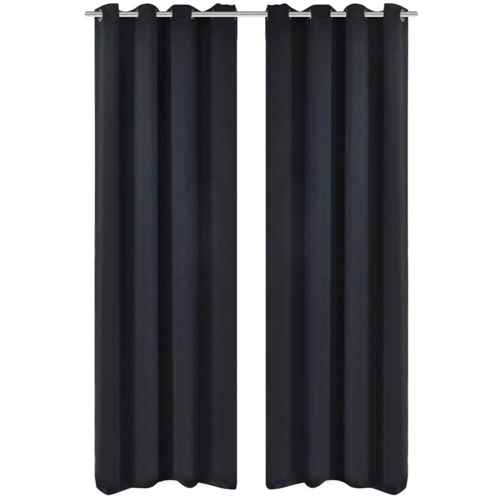 vidaXL 2-pack svarta mörkläggningsgardiner med metallringar 135 x 245 cm
