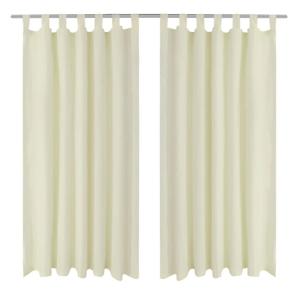 vidaXL 2-pack gardiner med öglor i gräddvit microsatin 140 x 175 cm