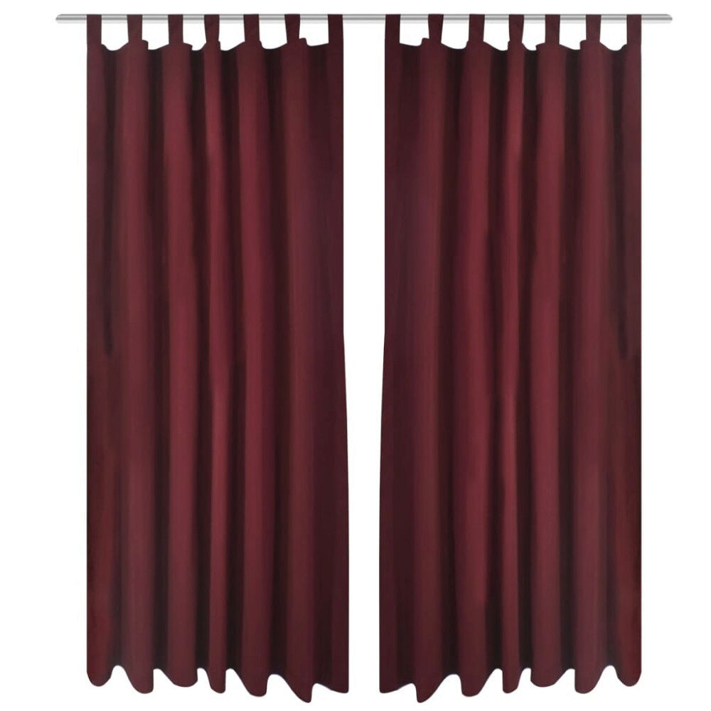 vidaXL 2-pack gardiner med öglor i vinröd microsatin 140 x 225 cm