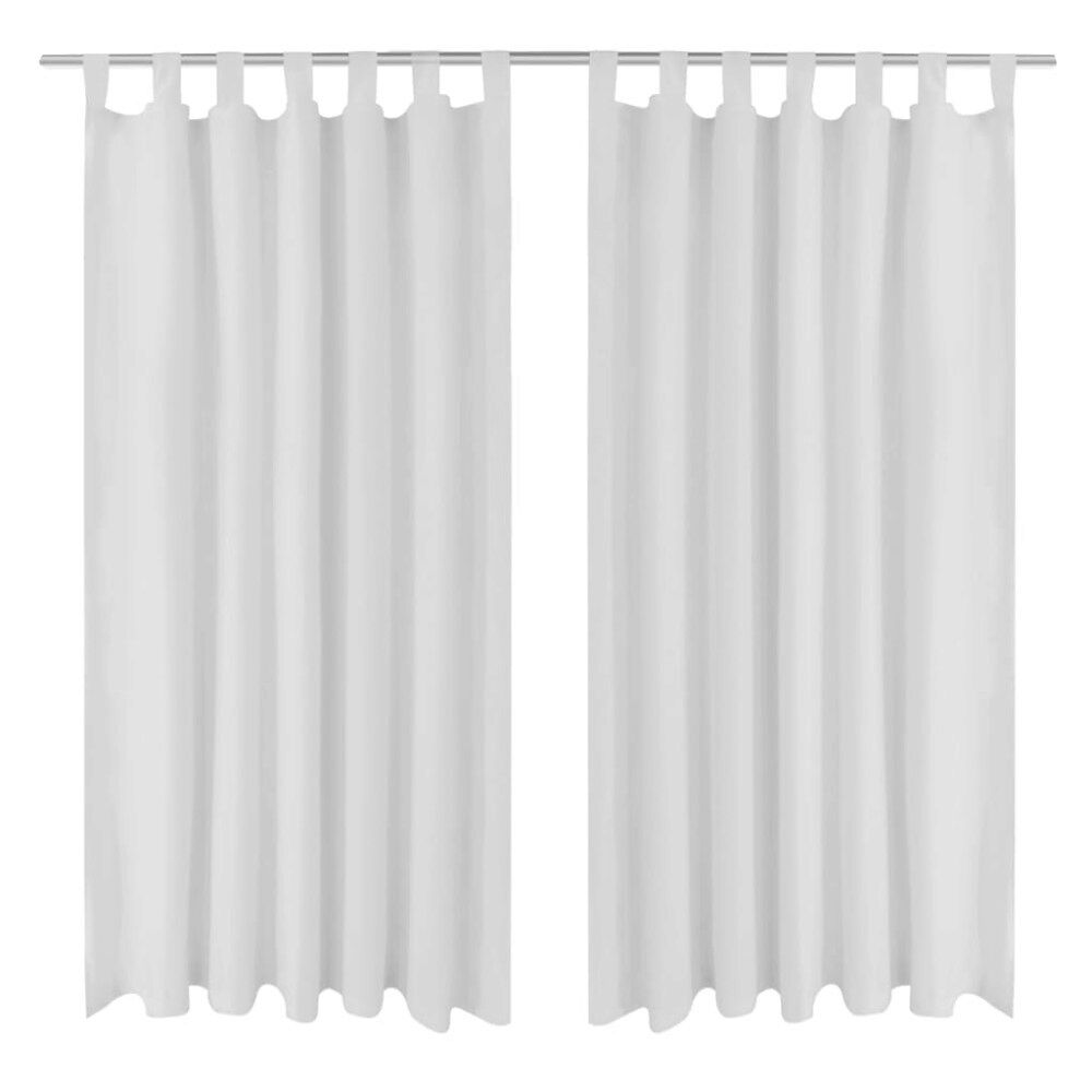 vidaXL 2-pack gardiner med öglor i vit microsatin 140 x 225 cm