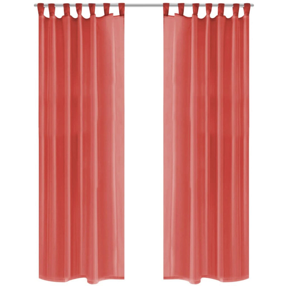 vidaXL Gardiner i voile 2 st 140x225 cm röd