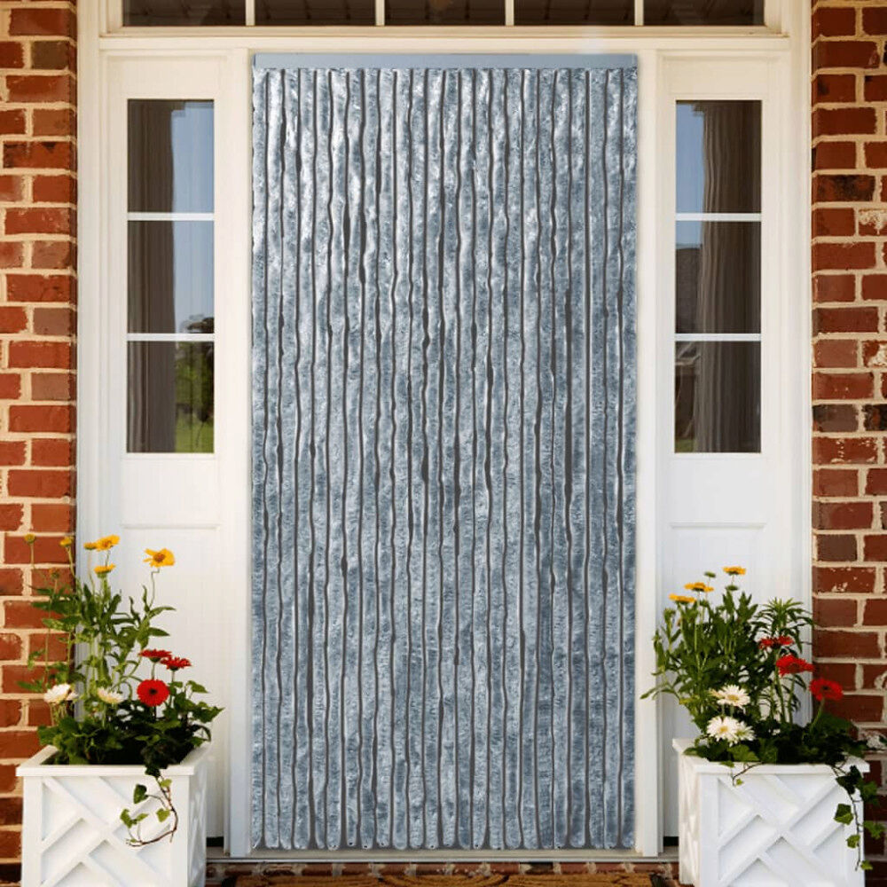 vidaXL Insektsdraperi vit och grå 90x220 cm chenille