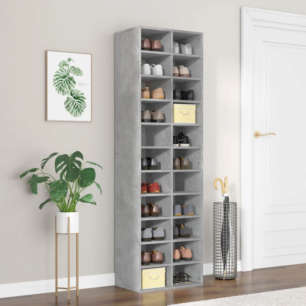 vidaXL Skoskåp betonggrå 54x34x183 cm konstruerat trä