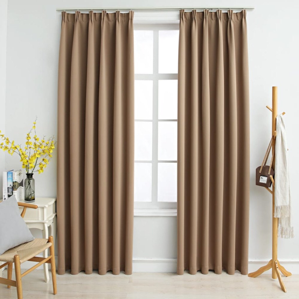 vidaXL Mörkläggningsgardiner med krokar 2 st taupe 140x225 cm