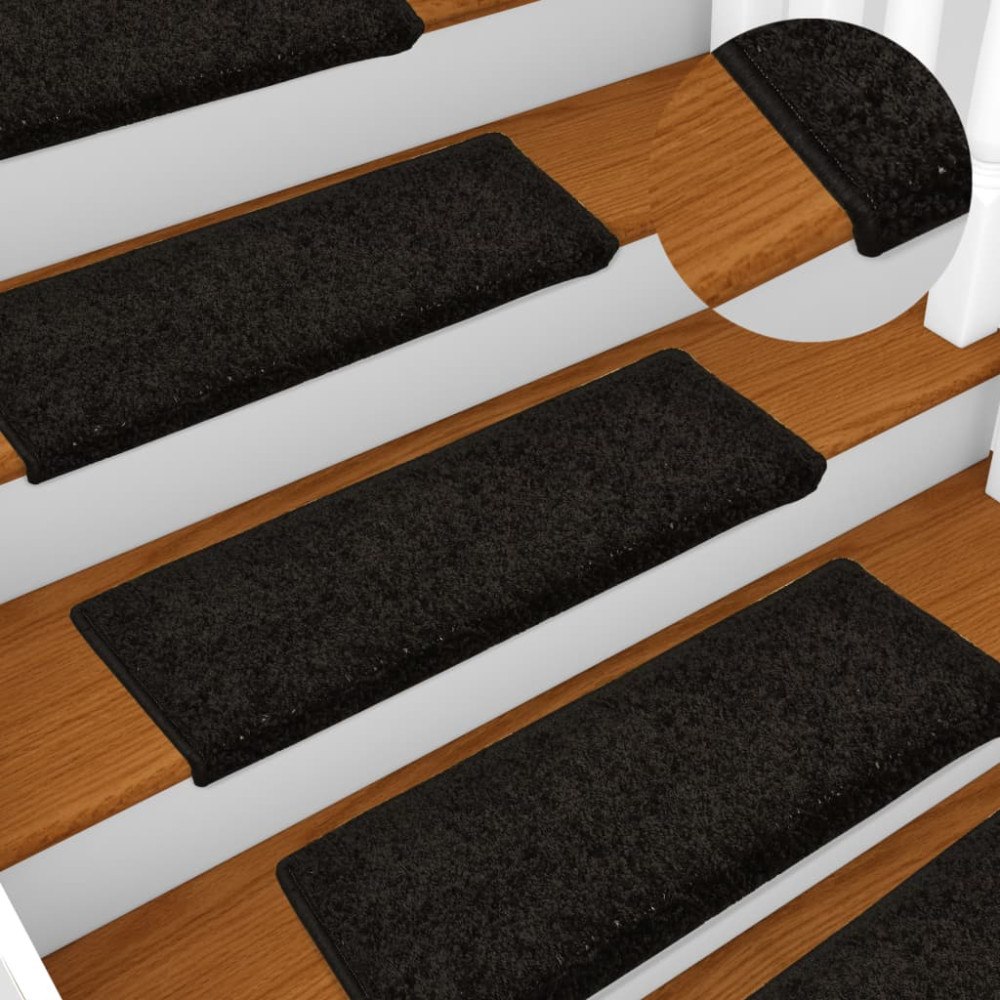 vidaXL Trappstegsmattor 15 st 65x21x4 cm svart