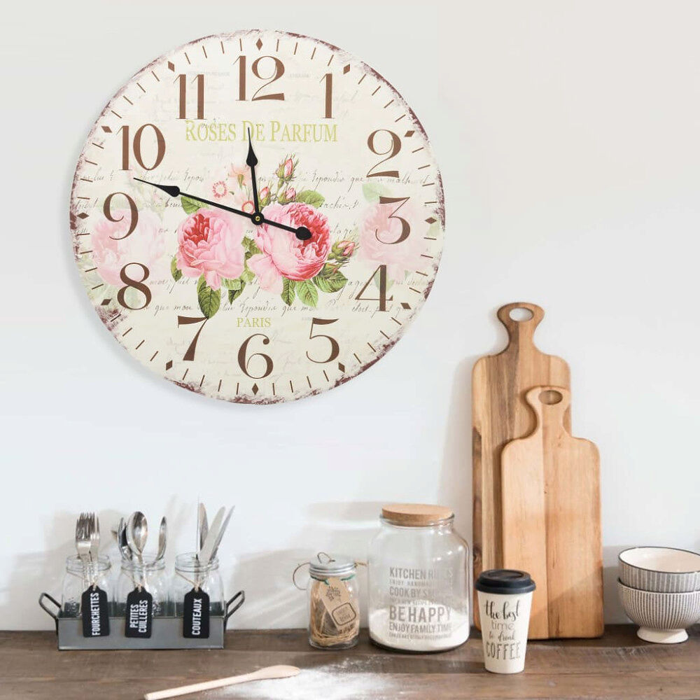 vidaXL Väggklocka vintage blomma 60 cm