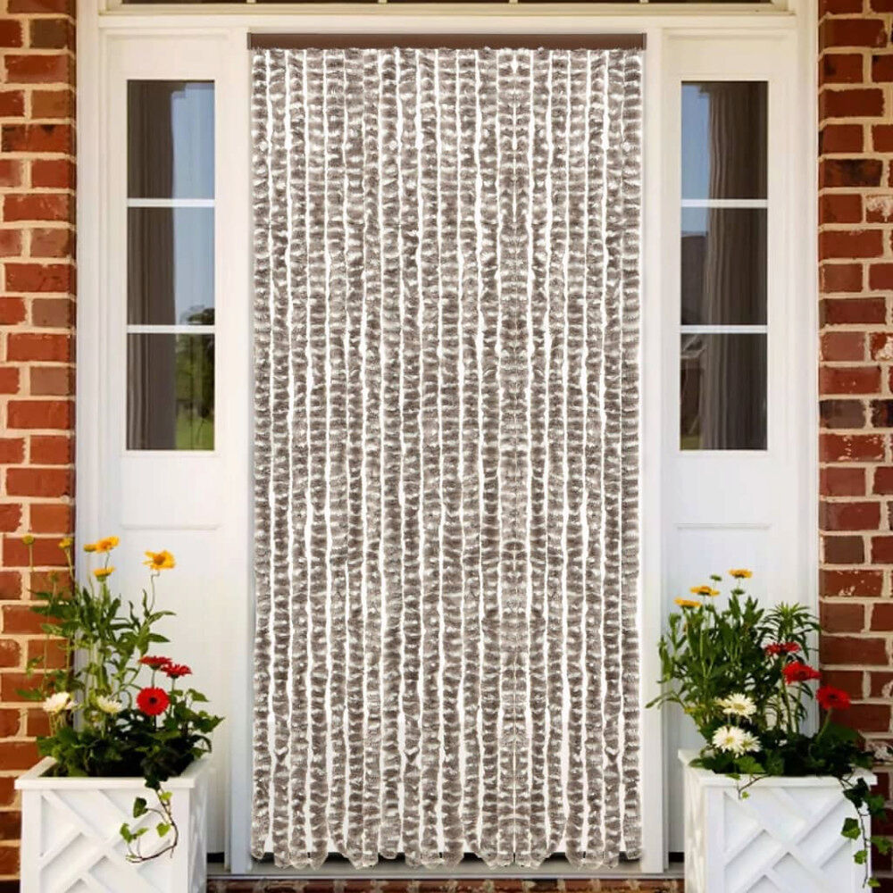 vidaXL Insektsdraperi taupe och vit 90x220 cm chenille