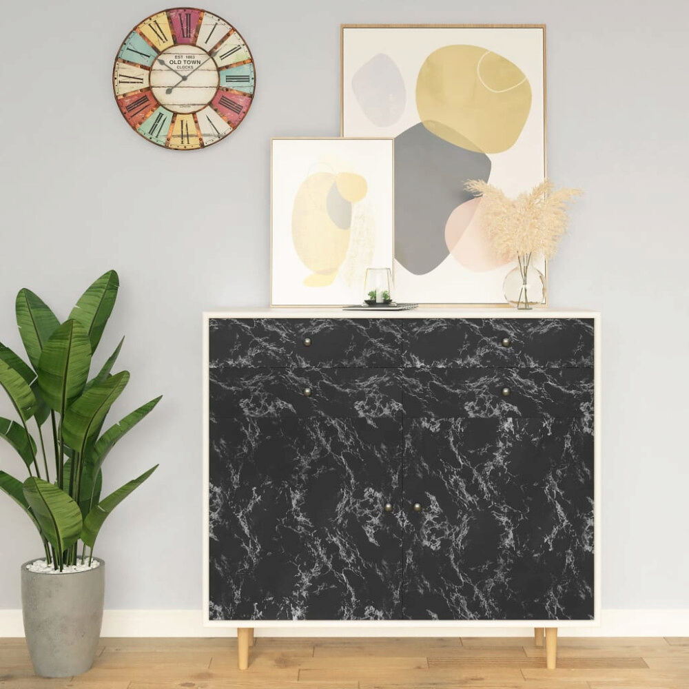 vidaXL Dekorplast svart sten 500x90 cm PVC