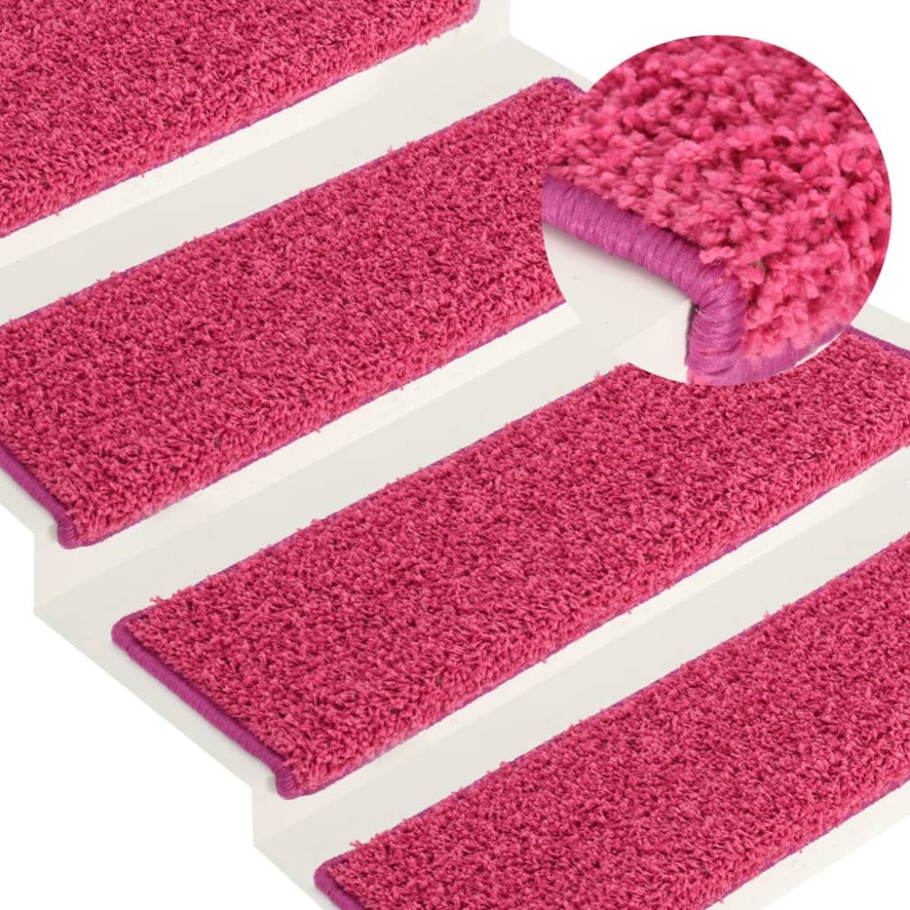 vidaXL Trappmattor 15 st 65x21x4 cm rosa rektangulär kant