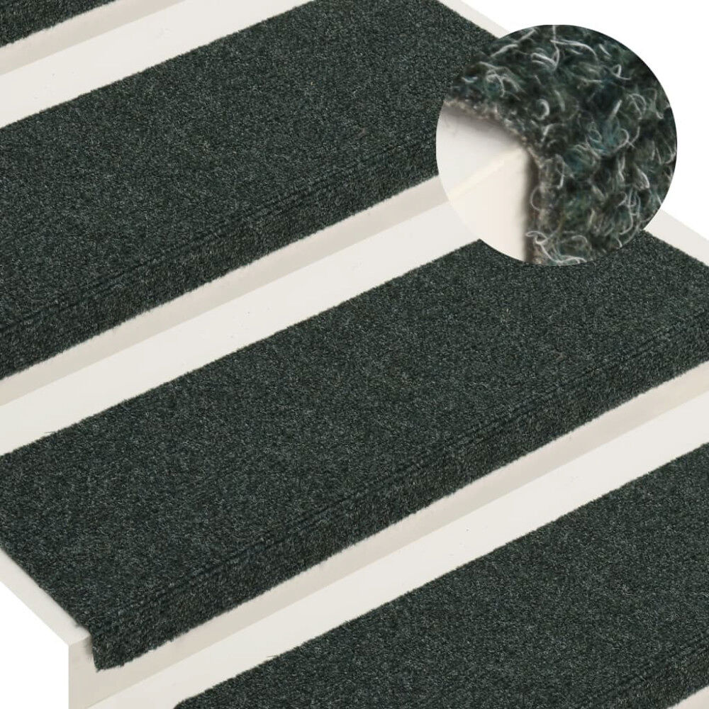 vidaXL Trappmattor självhäftande 15 st 65x21x4 cm gröna rektangulära kanter