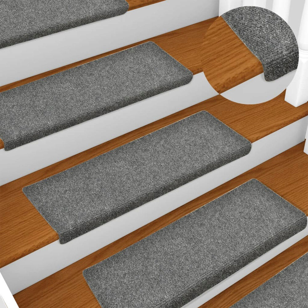 vidaXL Trappmattor självhäftande 5 st 65x21x4 cm ljusgrå rektangulär kant