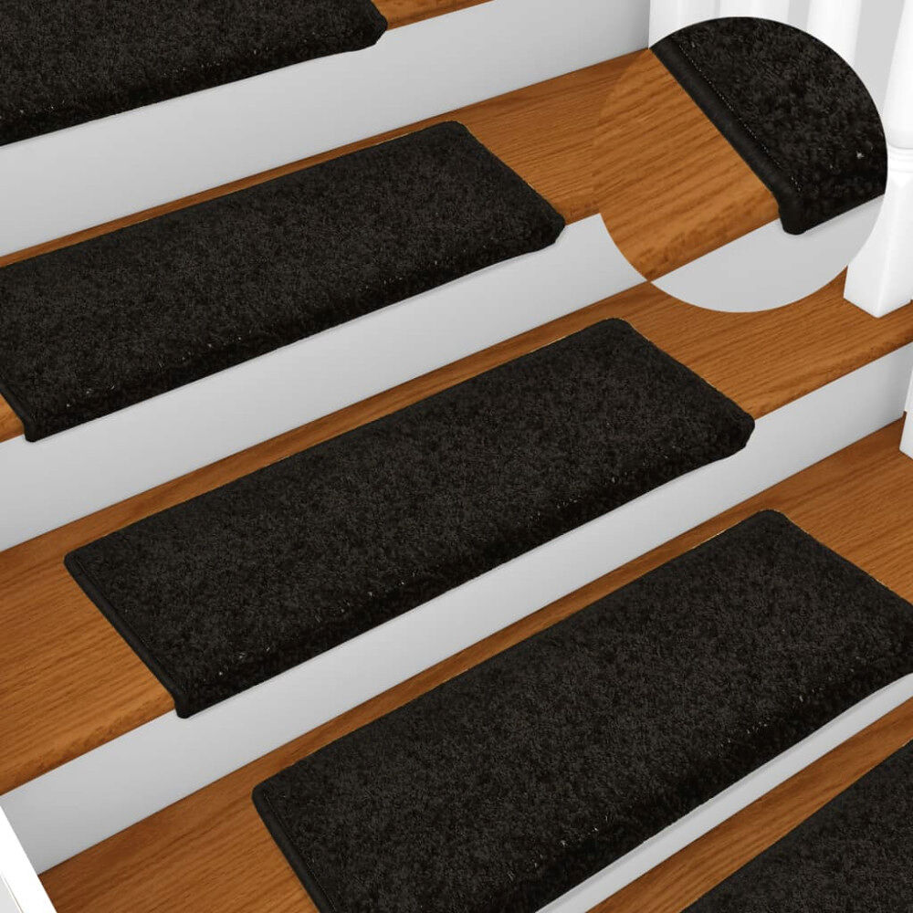 vidaXL Trappstegsmattor 10 st 65x21x4 cm svart