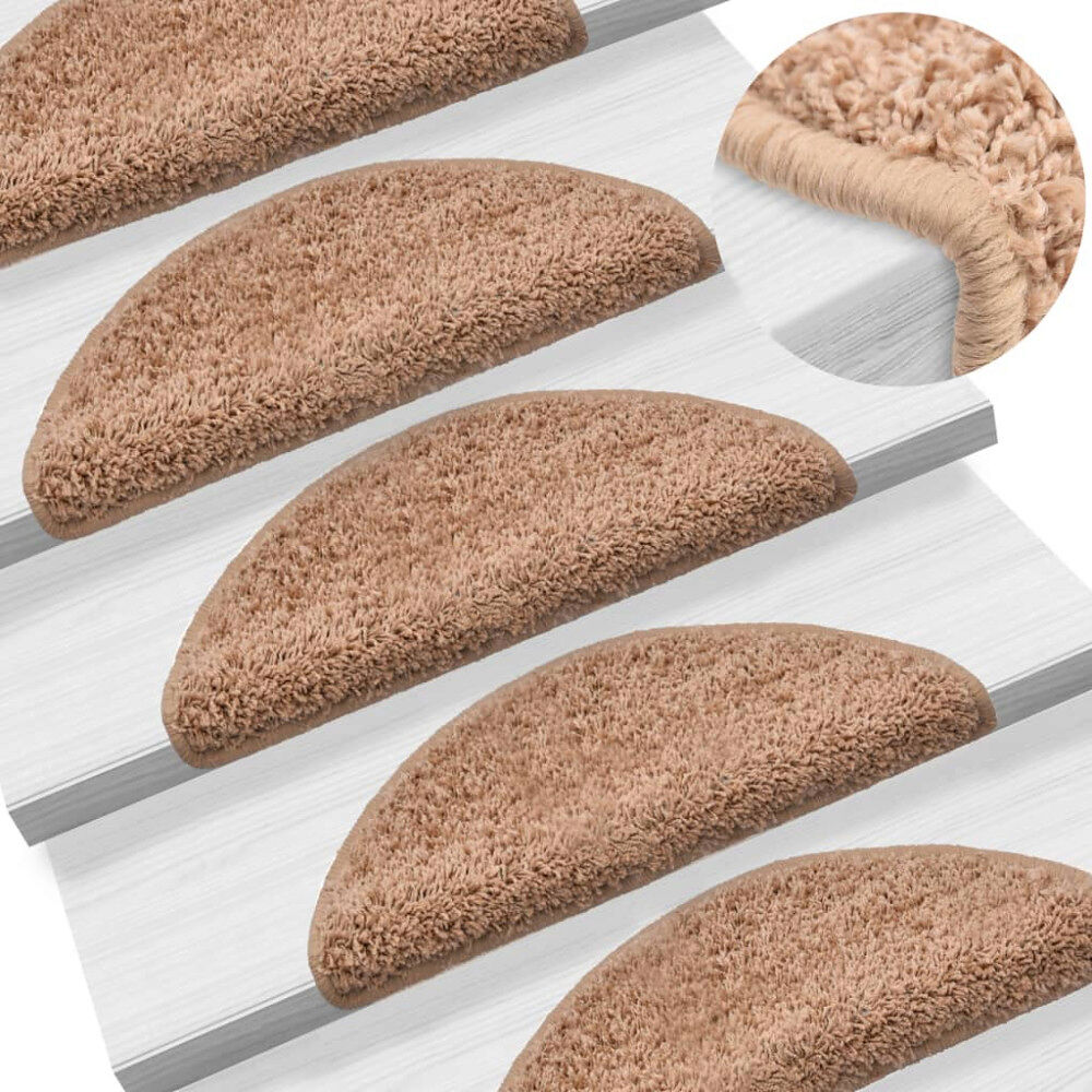 vidaXL Trappstegsmattor 10 st 56x17x3 cm beige