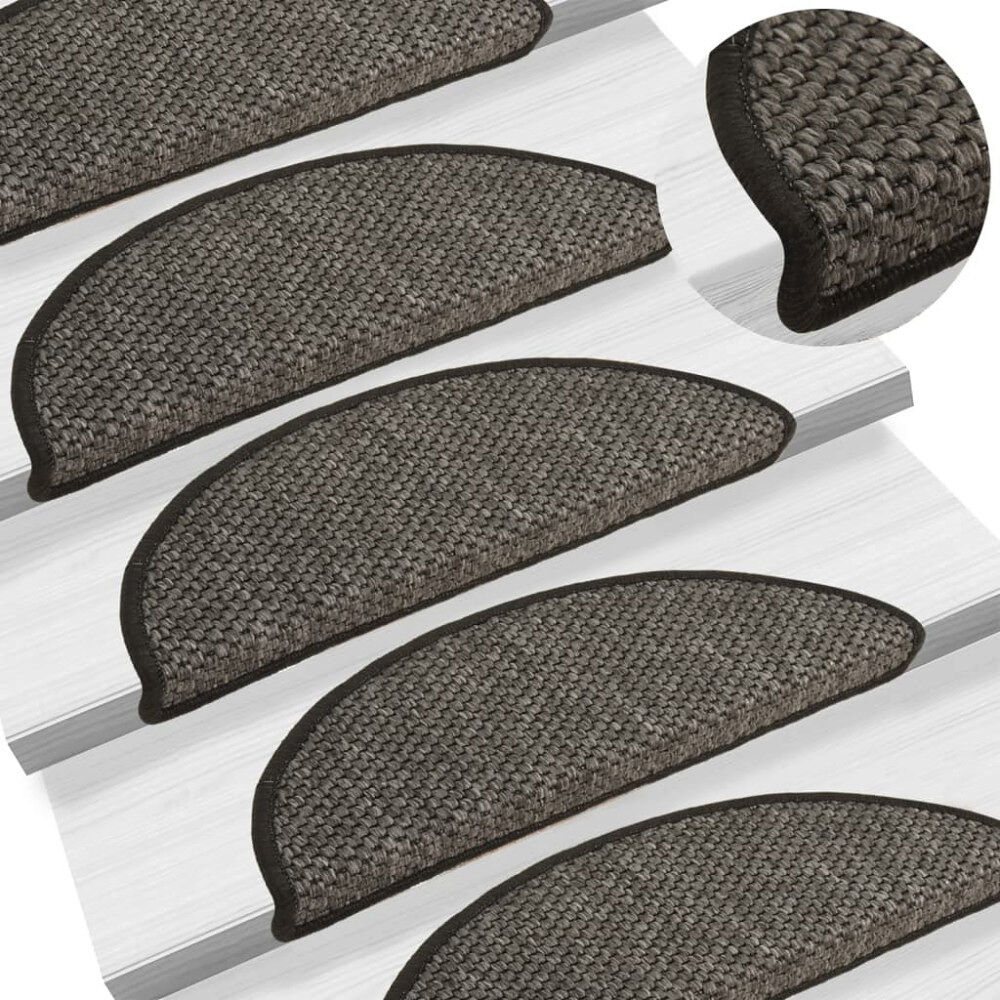 vidaXL Trappstegsmattor självhäftande sisal 15 st 56x17x3 cm antracit