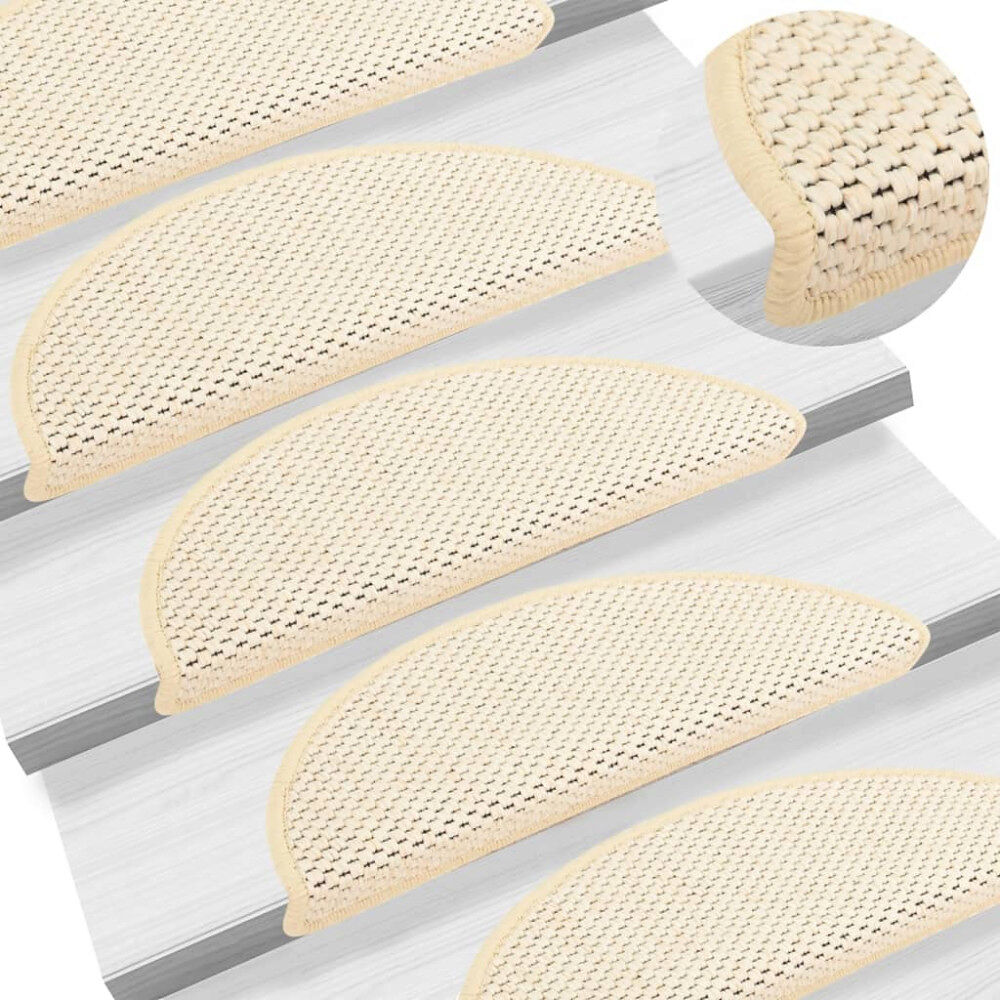 vidaXL Trappstegsmattor självhäftande sisal 15 st 56x17x3 cm berber