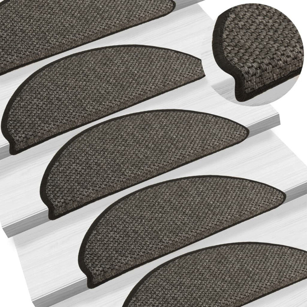vidaXL Trappstegsmattor självhäftande sisal 15 st 65x21x4 cm antracit
