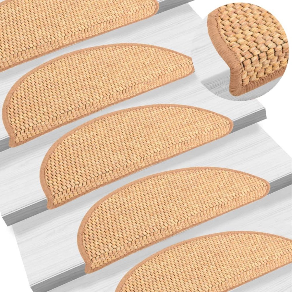 vidaXL Trappstegsmattor självhäftande sisal 15 st 56x17x3 cm sisal