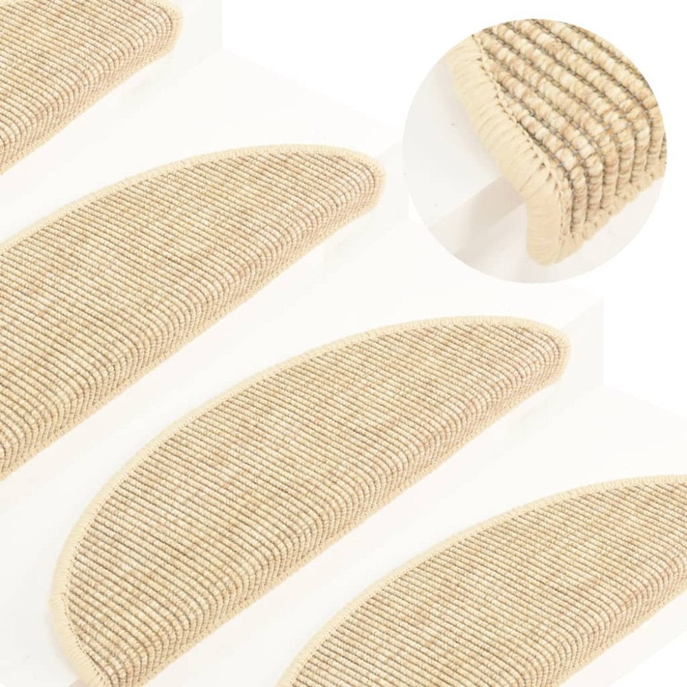 vidaXL Trappmattor 15 st 56x17x3 cm ljusbeige halvrunda