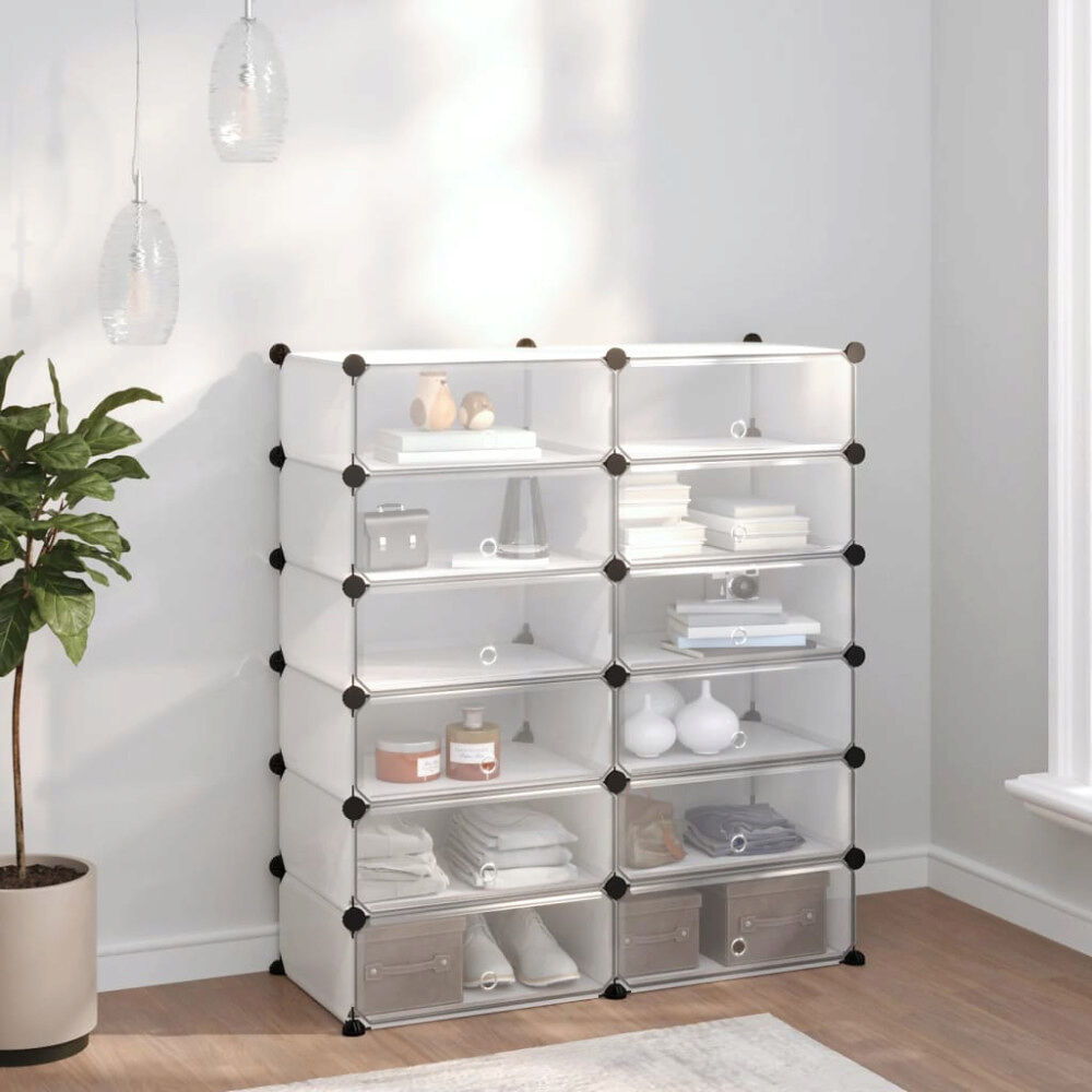 vidaXL Skohylla transparent 94,5x36,5x106 cm PP
