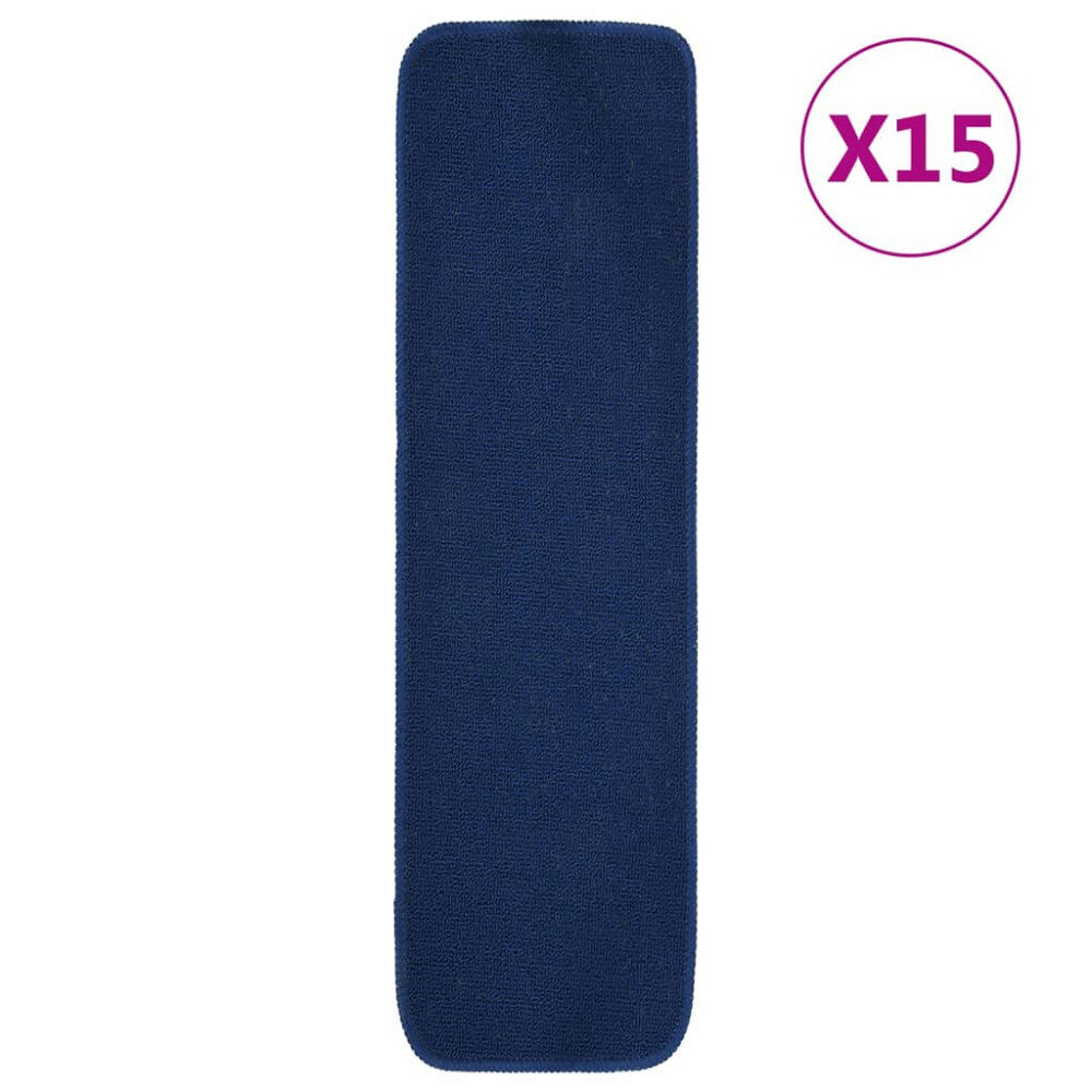 vidaXL Trappstegsmattor 15 st 75x20 cm marinblå rektangulär