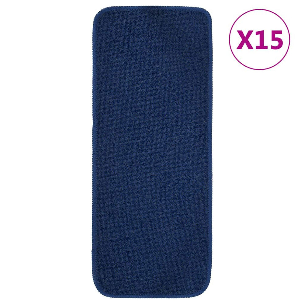 vidaXL Trappstegsmattor halkfri 15 st 60x25 cm marinblå rektangulär
