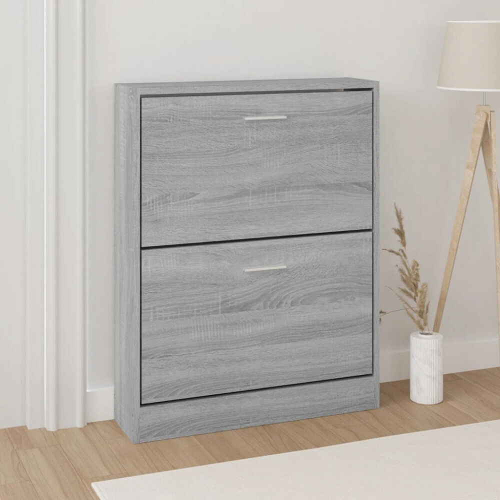 vidaXL Skoskåp grå sonoma 59x17x81 cm konstruerat trä