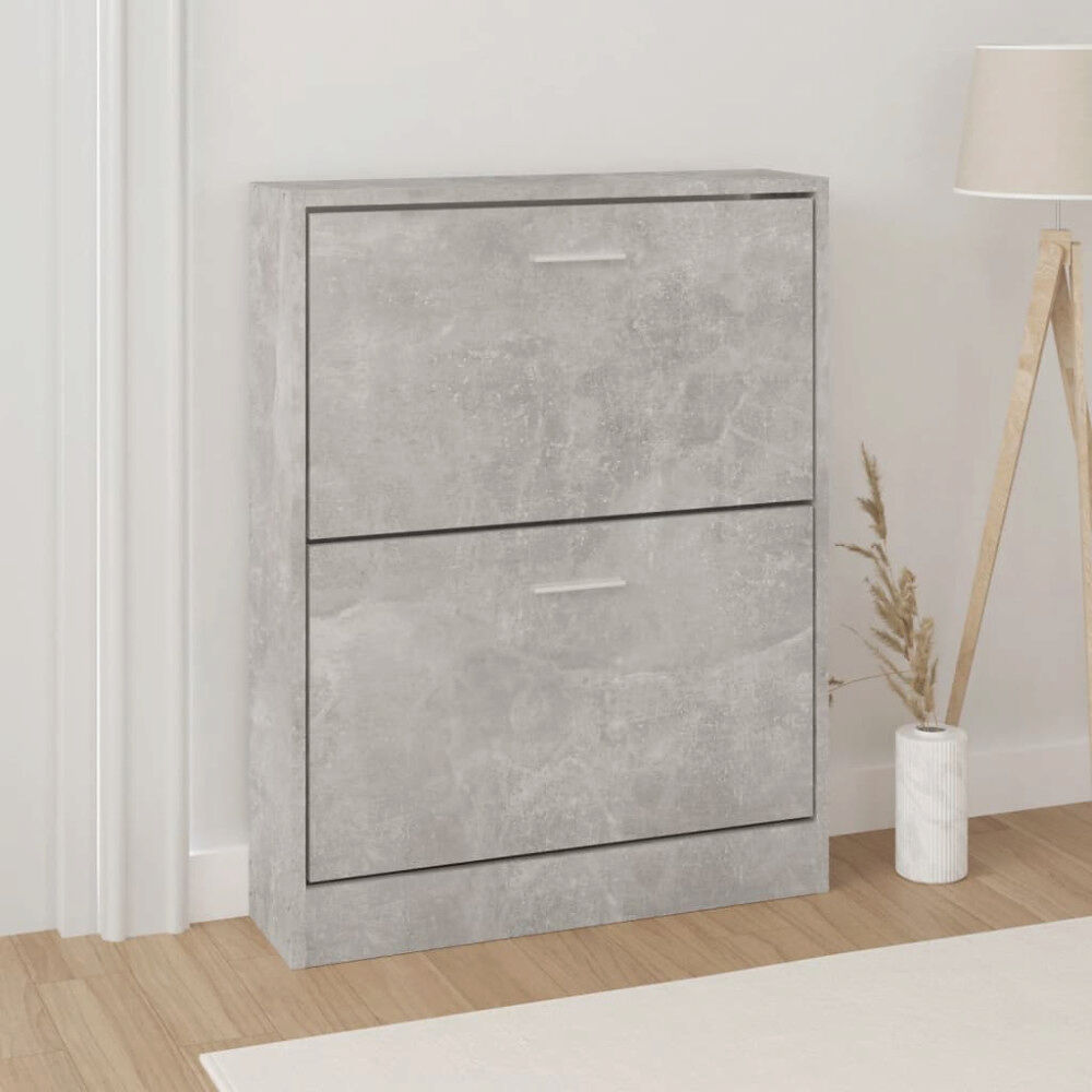 vidaXL Skoskåp betonggrå 59x17x81 cm konstruerat trä