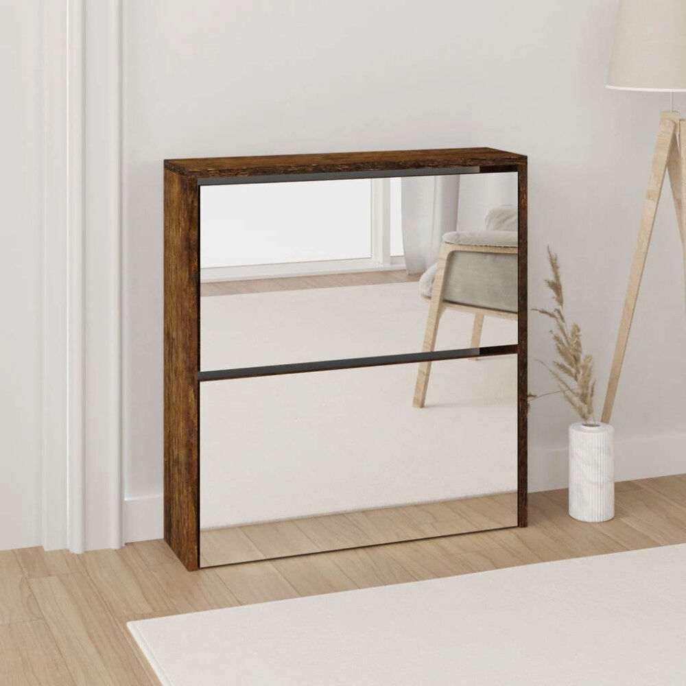 vidaXL Skoskåp med 2 skåp rökfärgad ek 63x17x67 cm