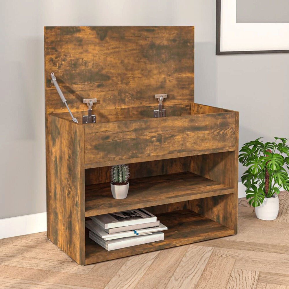 vidaXL Skobänk rökfärgad ek 60x30x45 cm konstruerat trä