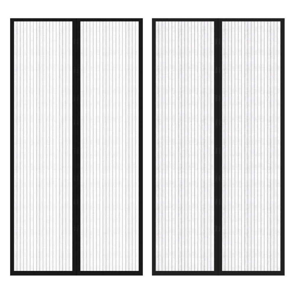 vidaXL Insektsnät till dörr 210 x 100 cm 2 st magnet svart