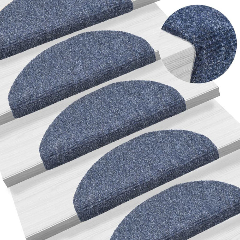 vidaXL Trappmattor självhäftande 5 st 65x21x4 cm blå halvrunda stora