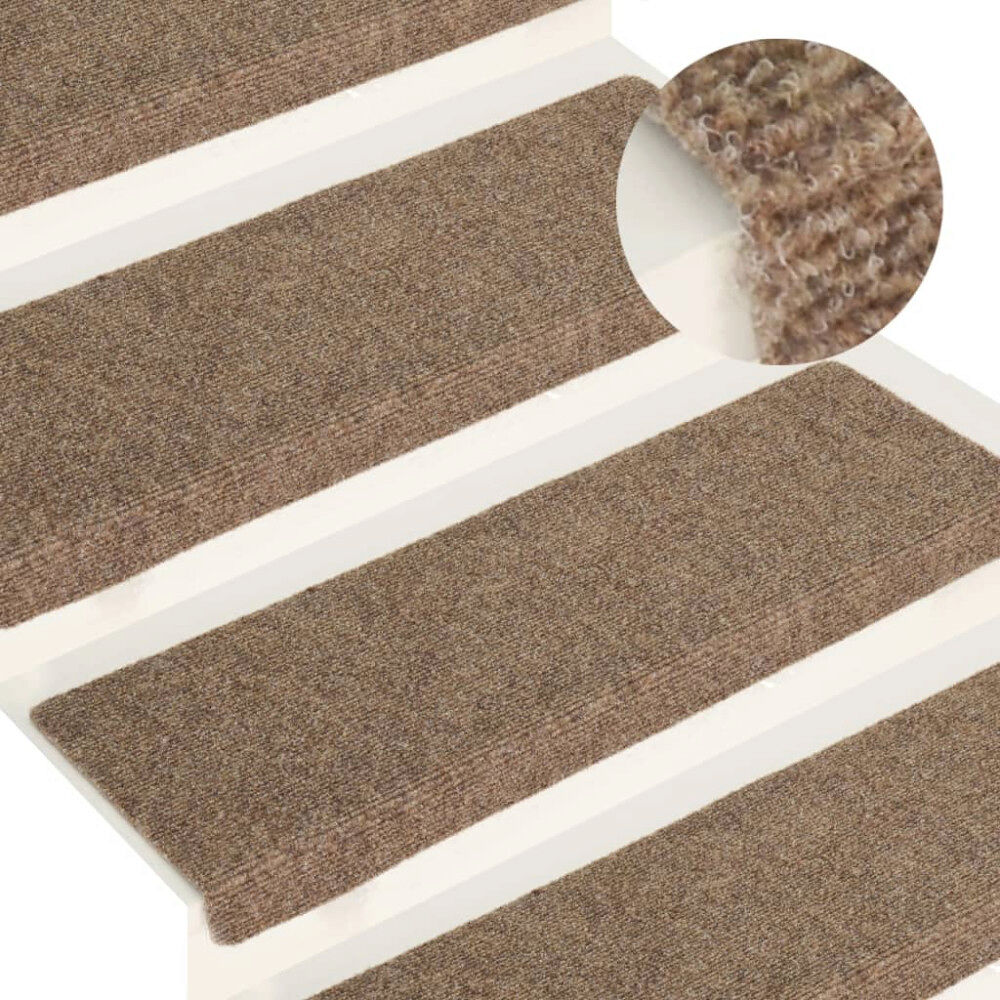 vidaXL Trappmattor självhäftande 15 st 65x21x4 cm beige rektangulär kant