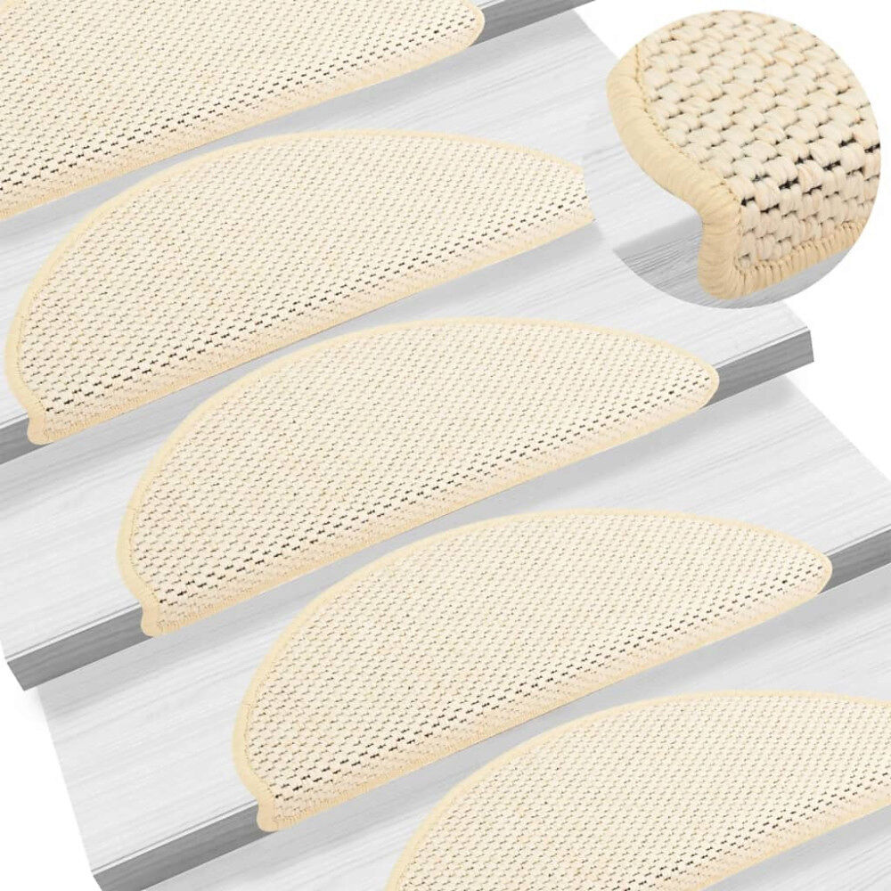 vidaXL Trappstegsmattor självhäftande sisal 15 st 65x21x4 cm berber