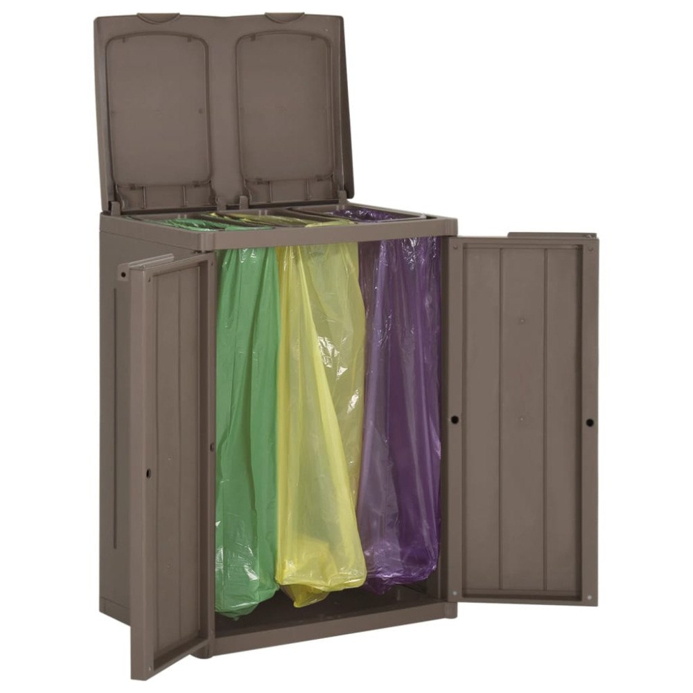 vidaXL Soptunna med 2 dörrar brun 65x45x88 cm PP
