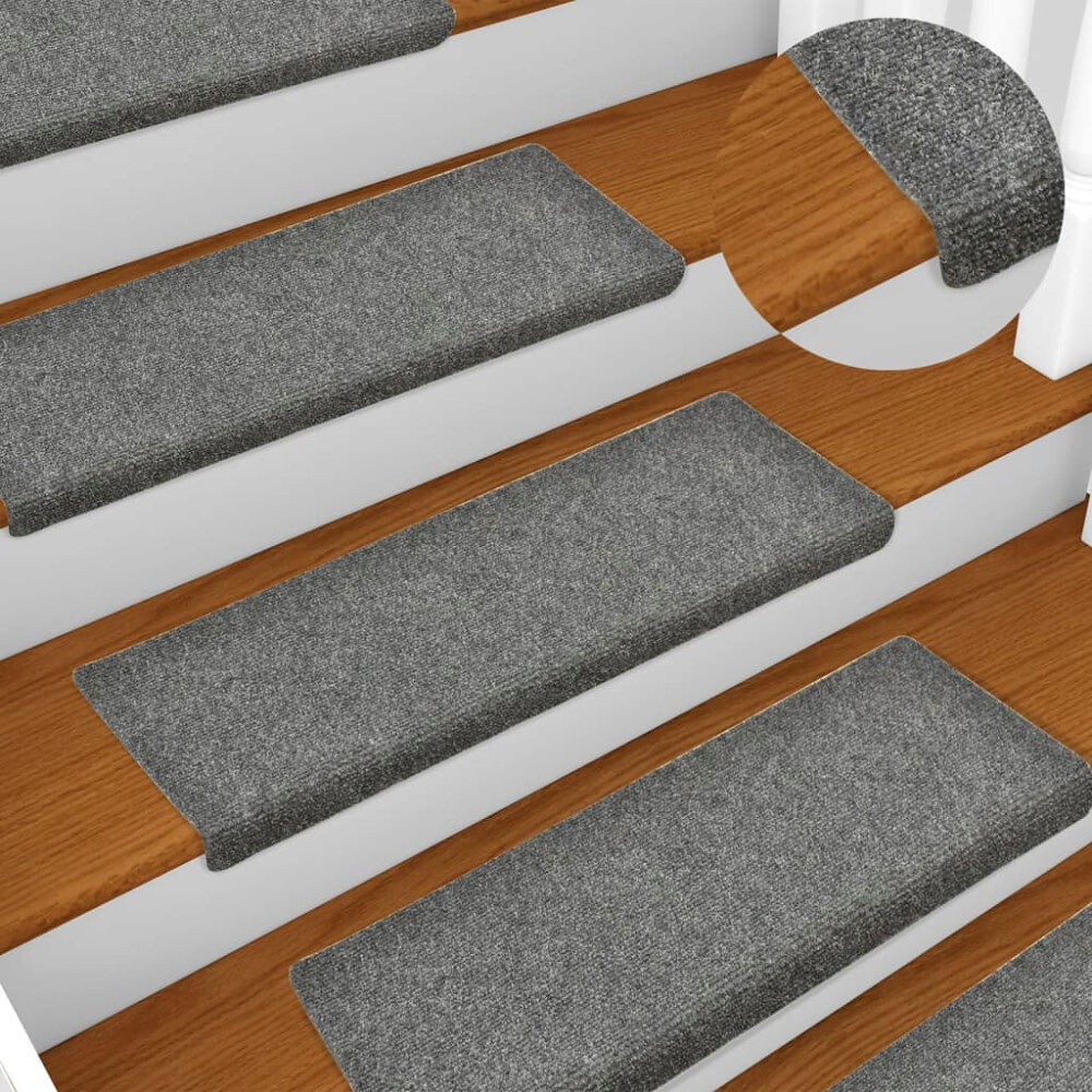 vidaXL Trappmattor självhäftande 10 st 65x21x4 cm ljusgrå rektangulär kant