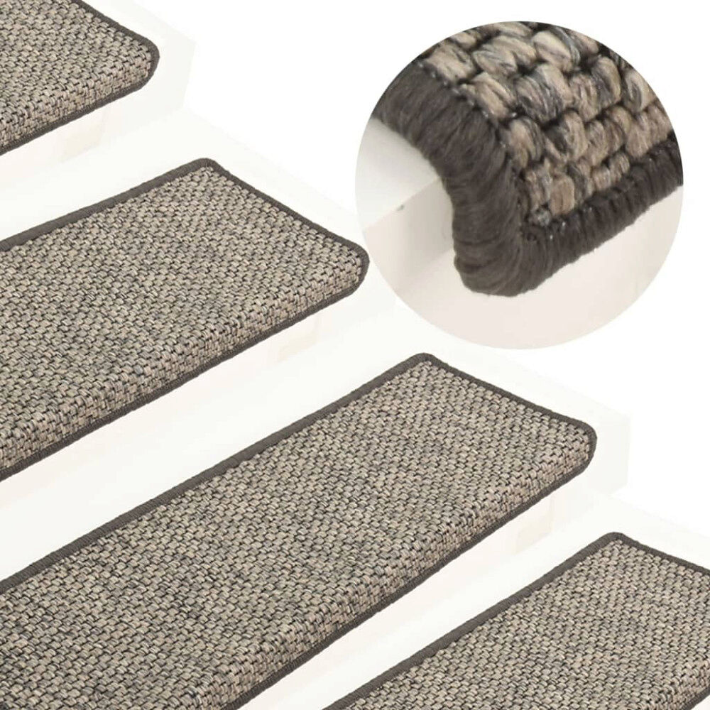 vidaXL Trappstegsmattor självhäftande 15 st 65x21x4 cm grå beige