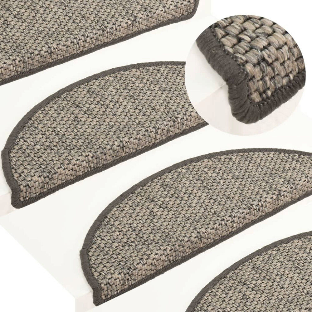 vidaXL Trappstegsmattor självhäftande sisal 15 st 65x21x4 cm brunbeige
