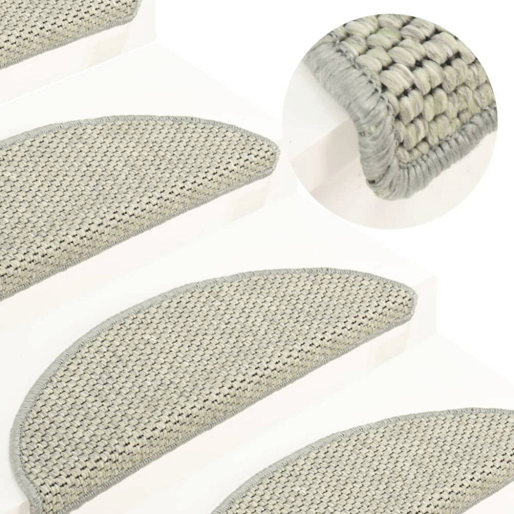 vidaXL Trappstegsmattor självhäftande sisal 15 st 65x21x4 cm ljusgrön