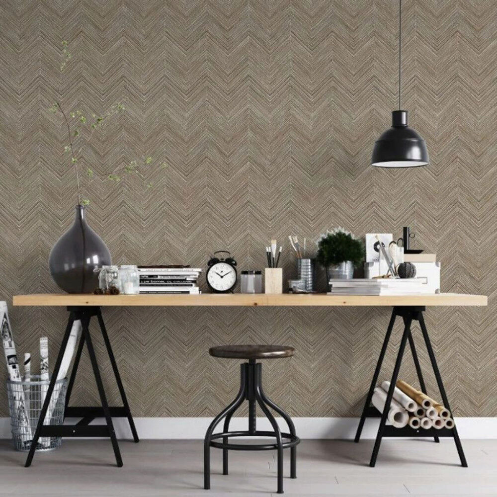 Noordwand Noordwand Tapet Topchic Herringbone brun