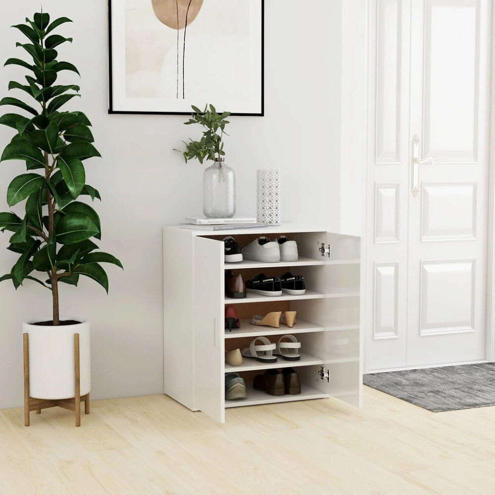 vidaXL Skoskåp vit högglans 60x35x70 cm konstruerat trä